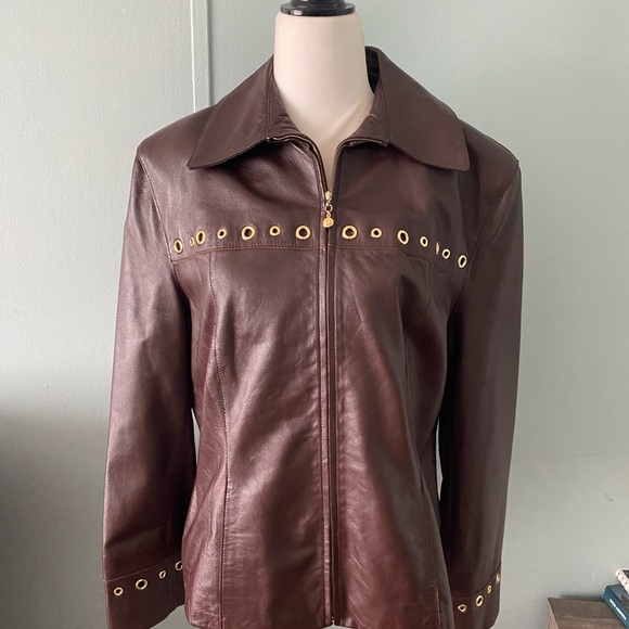 St . John Sport brown Leather Biker jacket - Picture 8 of 14